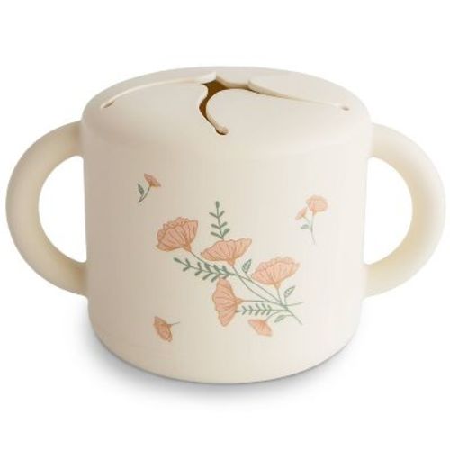 Mushie Silicone Snack Cup - Pink Flowers