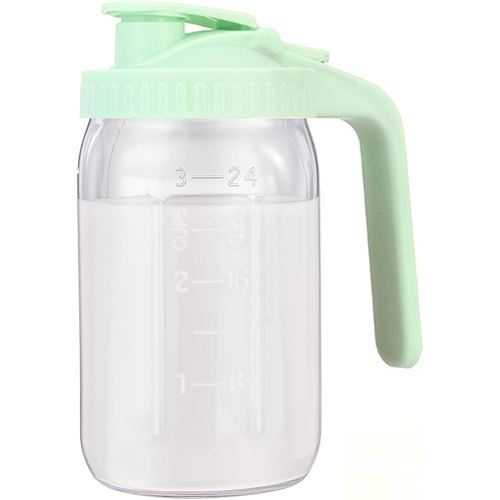Breast Milk Pitcher with Leak-Proof Flip Cap – 32oz Wide Mouth Mason Jar Pitcher for Breastmilk Storage Glass Breastmilk Jar Canister Resistant to Heat or Cold, Easy to Pour Spout