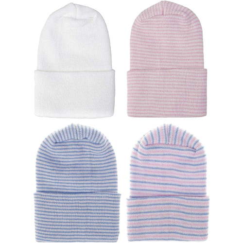 4 Pack Newborn Hospital Hat Infant Baby Hat (0-3 Months)