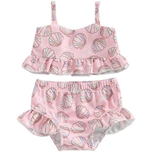 Toddler Girl Swimsuits Infant Baby Girl Bathing Suit Bikini Sets Swimwear 3 Piece Summer Beach Outfit Top Shorts Hat