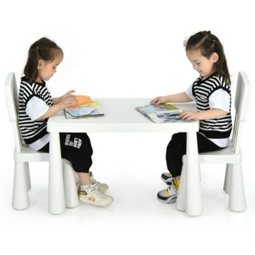 Costway Kids Table & 2 Chairs Set Toddler Activity Play Dining Study Desk Baby Gift Blue