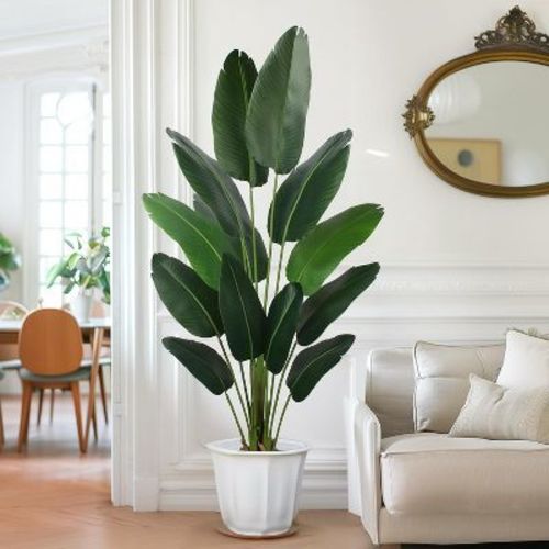 MaseiKar Artificial Bird of Paradise Plant 6 Ft Tall Fake Banana Leaf Plant for Indoors and Outdoors, Faux Palm Tree with Plastic Pot for Home Decor