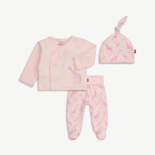 pink jolie giraffe organic cotton magnetic take-me-home kimono set – Magnetic Me