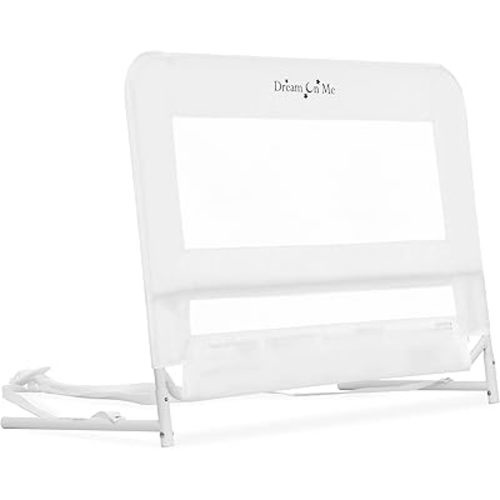 Dream On Me Lightweight Mesh Security Adjustable Bed Rail for Toddler, Breathable Mesh Fabric, Suitable for All Types Of Beds, Reinforced Anchor System Bed Guard Rail, White