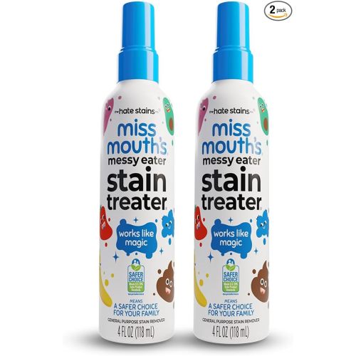 Miss Mouth's Messy Eater Stain Treater Spray - 4oz 2 Pack Stain Remover - Newborn & Baby Essentials - No Dry Cleaning Food, Grease, Coffee Off Laundry, Underwear, Fabric
