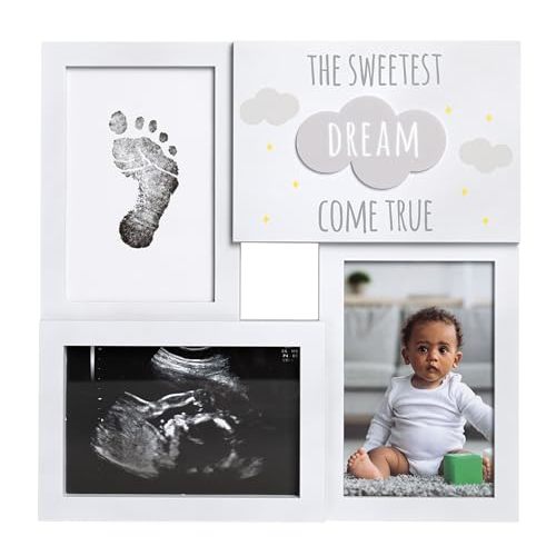 Kate & Milo Baby Handprint or Footprint Keepsake Frame, Babyprints Collage Frame For Baby Girl or Baby Boy, Gender-Neutral Newborn Nursery Dcor, Baby Picture Frame, Sweetest Dream