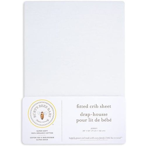Burt's Bees Baby - Fitted Crib Sheet, Girls Boys & Unisex 100% Organic Cotton Crib Sheet for Standard Crib & Toddler Mattresses