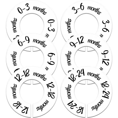 Pro Goleem Baby Closet Dividers Unisex Baby Closet Organizer for Nursery Baby Clothes Size Age Dividers Fits 1.5" Rod 6 PCS