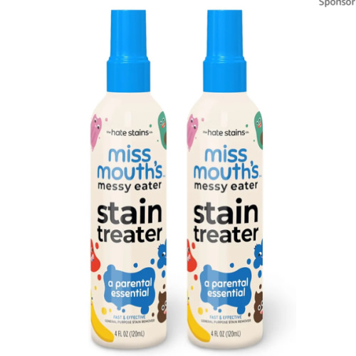 Miss Mouth's Messy Eater Stain Treater Spray - 4oz 2 Pack Stain Remover - Newborn & Baby Essentials - No Dry Cleaning Food, Grease, Coffee Off Laundry, Underwear, Fabric