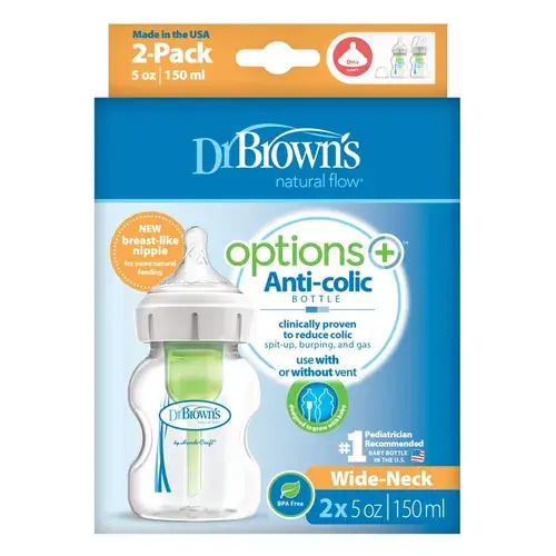 Dr Browns Options+ Wide Neck Bottle - 150ml - 2 Pack | Baby Bunting AU