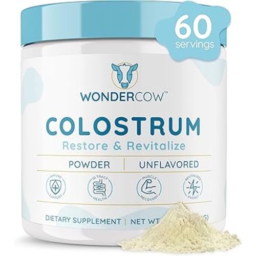Colostrum Supplement Powder for Gut Health, Immune Support, Muscle Recovery & Wellness | Natural IgG Pure Whole Bovine Colostrum Superfood, Unflavored, 60 Servings