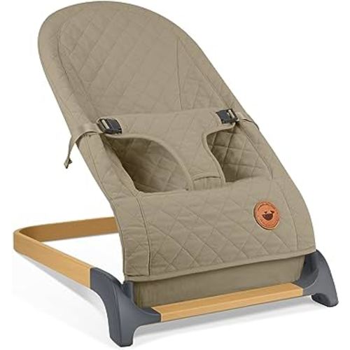 ANGELBLISS Baby Bouncer, Portable Bouncer Seat for Babies, Infants Bouncy Seat with Mesh Fabric, Natural Vibrations (Brown)