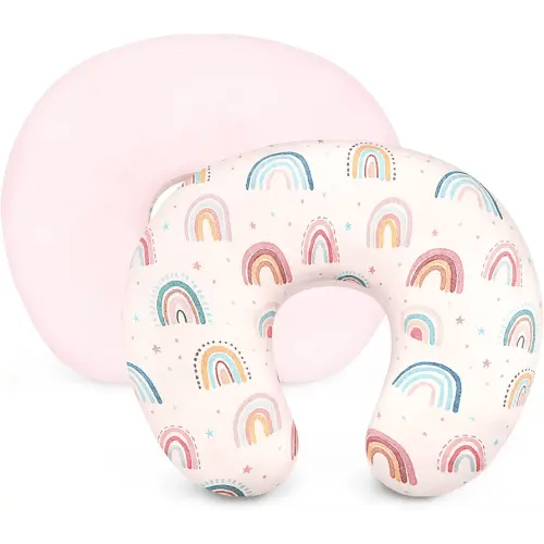 Nursing Pillow Cover 1 Pack, Removable Nursing Pillow Cover for Breastfeeding Pillows, Super Soft Comfortable Slipcover for Boy and Girls, Pink & Rainbow