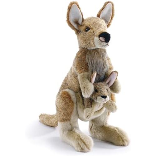 Nat and Jules Large Kangaroo And Joey Wispy Light Brown Children's Plush Stuffed Animal Toys, Set of 2