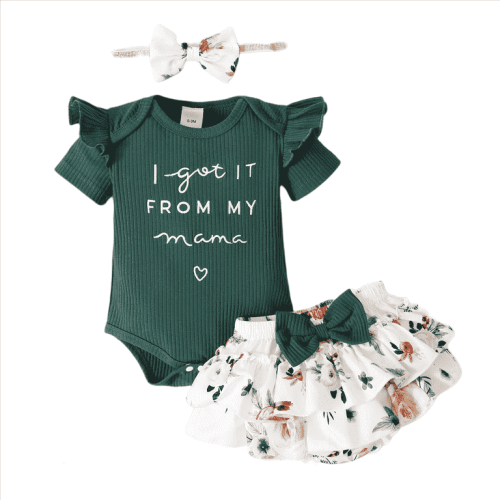 PatPat 3pcs Newborn Outfit 0-18 Month, Baby Girl Cotton Romper, Floral Shorts & Headband