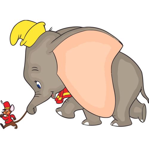 Dumbo Big Elephant Cartoon Personalized Wall Decal Custom Vinyl Wall Art Personalized Name - Baby Girls Boys Kids Nursery Daycare Wall Room Decor Wall Stickers Decorations Size (15x30 inch)