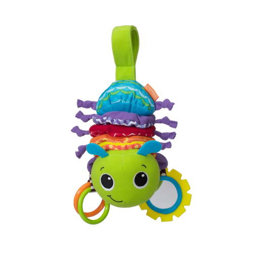 Infantino Hug and Tug Musical Bug for Infants 6-12 Months Green with Hanging Ribbons