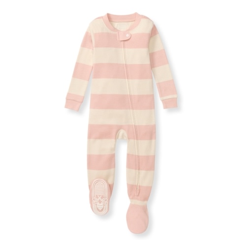 Rugby Stripe Organic Cotton Sleeper Pink Sand