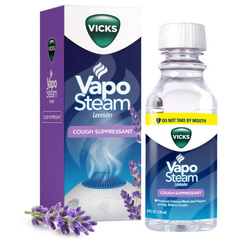 Vicks VapoSteam Liquid for Humidifiers & Vaporizers, Cough Suppressant with Camphor, Lavender, 8 fl oz (VIN30008V1)