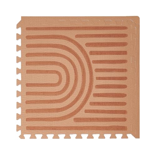 Toddlekind Playmat - Premium Foam Playmat, 4 x 6 feet, 6 Tile Extra Thick Foam Floor Puzzle Mat for Babies/Toddlers Stylish, Non-Toxic, Odorless. Perfect for Tummy Time & Play. 0m+ (Rustic Tan)