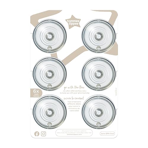 Tommee Tippee Closer to Nature Baby Bottle Nipples, Fast Flow | Breast-like, Anti-Colic Valve, Soft Silicone (6m+, 6 Count)