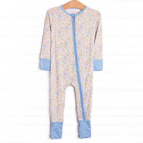 Cottontails and Carrots Bamboo Zippy Pajama, Blue – Stitchy Fish