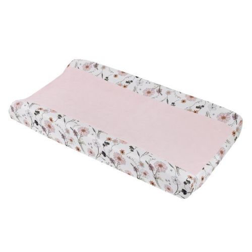 Nojo Keep Blooming Pink, White, Purple And Gold Floral Super Soft Changing Pad Cover