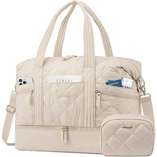 LOVEVOOK Travel Duffle Bag, Lightweight Weekender Bags for Women with Shoe Compartment, Puffer Gym Bag Personal Item Travel Bag, Quilted Carry On Overnight Bags and Hospital Bag for Labor and Delivery