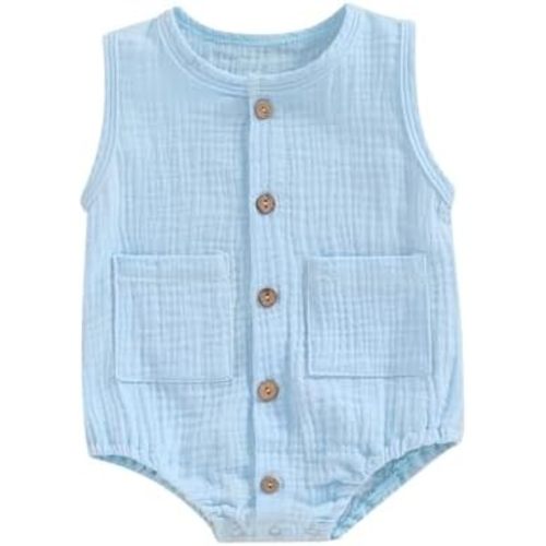 Newborn Baby Boy Girl Clothes Solid Color Romper Short Sleeve Button Down Jumpsuit Toddler Infant Summer Outfit
