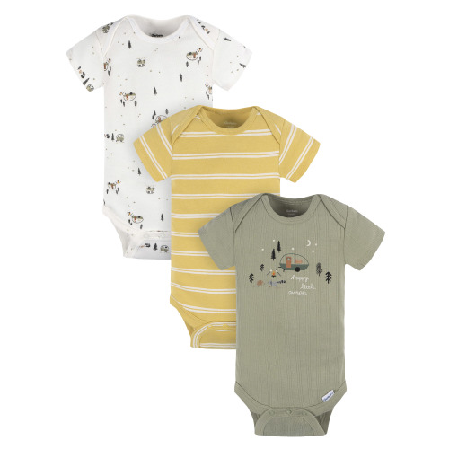 Gerber Baby Boy Casual Short Sleeve Bodysuits, 3-Pack, Sizes Preemie - 12 Months
