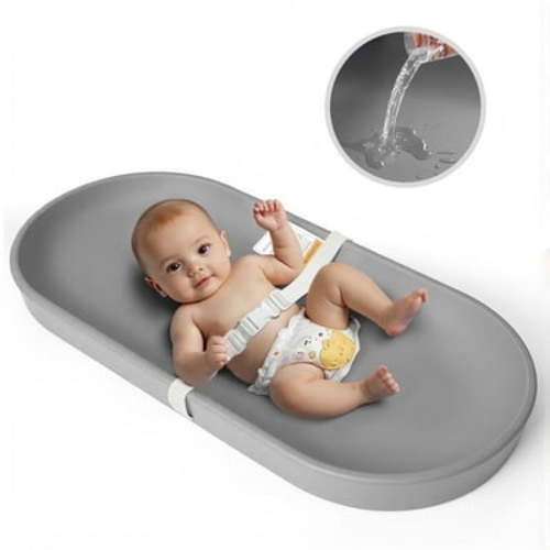 Baby Changing Pad, Caveen Lightweight and Portable Changing Station for Diaper Change and Dresser, with Safety Restraint Belt, Waterproof ,Grey