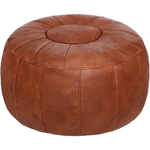 Thgonwid Unstuffed Moroccan Ottoman Pouf Cover, Ottoman Footstool Storage Solution, Bean Bag Chair, Foot Rest, Brown