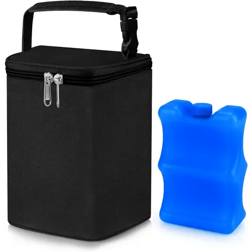 Accmor Breastmilk Cooler Bag with Ice Pack, Baby Bottle Cooler Bags, Insulated Bottle Cooler Tote Bags On The Go, Fits 4 Large 8oz Bottles, for Nursing Mom Daycare Travel, Black