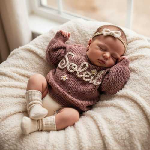 Baby Name Sweater: Custom Embroidered Newborn Sweater