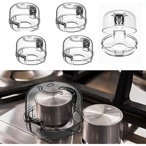 Stove Knob Covers for Child Safety, Gas Stove Knob Covers Large,Transparent Design, 5 Pack, Kitchen Safety Guards for Kids, Baby, Toddler, Clear Oven and Gas Knob Cover