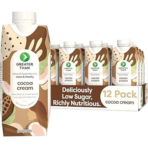 Greater Than Lactation Supplement Support, Coconut Water, Vitamins & Electrolyte Drink for Breastfeeding & Immune Support, Lactation Cookies Alt, Gluten Free, Low Sugar, 12 Pack, Chocolate Cocoa Cream