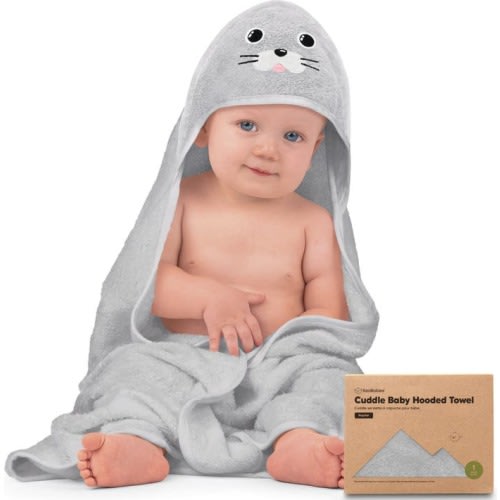 KeaBabies Cuddle Baby Hooded Towel, Medium, Seal