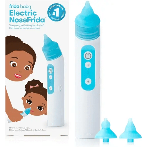 Frida Baby Electric NoseFrida Nasal Aspirator for Baby, Nose Sucker for Baby & Toddler, Nasal Aspirator with 3 Suction Levels, 2 Silicone Tips, USB Rechargeable