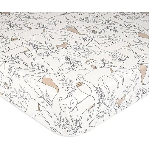 Crane Baby Crib Sheet, Woodland Animal Crib Sheets & Toddler Sheets, 100% Cotton Crib Sheets for Standard Crib Mattress, 28"x 52", Breathable Crib Sheets, Fitted Crib Sheets for Boys and Girls