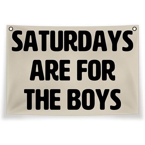 Saturdays Are For The Boys Canvas Flag, Banner - Retro Vintage Wall Decor, Dorm Flags For Guys Room Decor - 30x20 Inch