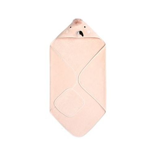 Super Soft Critter Flamingo Baby Hooded Towel And Wash Cloth Set , Pink