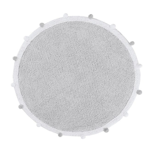 WASHABLE ROUND RUG BUBBLY GREY - WHITE