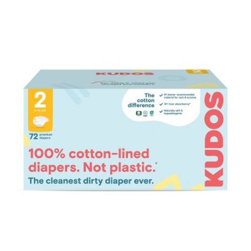 Kudos Chlorine Free Cotton-lined Disposable Diapers - Size 1 - 76ct
