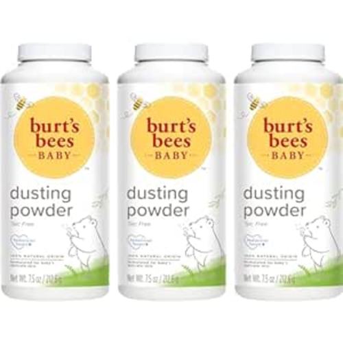 Burt's Bees Baby Dusting Powder, 100% Natural Origin, Talc-Free, Pediatrician Tested, 7.5 Ounces, Pack of 3, Pack May Vary