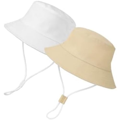 Baby Sun Hat UPF 50+ Toddler Bucket Hat Sun Protection Wide Brim Adjustable Beach Hat Boys Girls 2pack