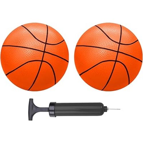 ABAJI Mini Basketballs Orange 2 Pack 5" Set with Pump Needle Durable Material for Mini Hoop 3+ Years Toddlers Kids Teenagers for Pool Indoors Outdoors
