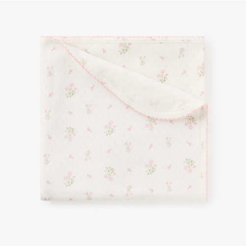 Folklore Floral Print Organic Cotton Pointelle Baby Blanket – Elegant Baby