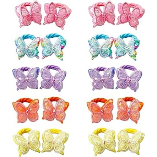 20PCS new sequin butterfly girl tied ponytail children's elastic headbands hair accessories cute children's headband baby headband, ponytail fixator, suitable for girls' hair accessories