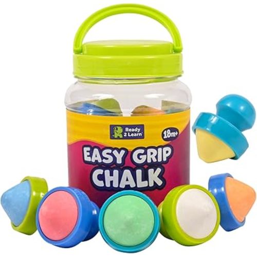 READY 2 LEARN Easy Grip Chalk | Non Toxic | Six Colors | 18m+ | Toddler Sidewalk Chalk | Easy to Hold | Refills Available