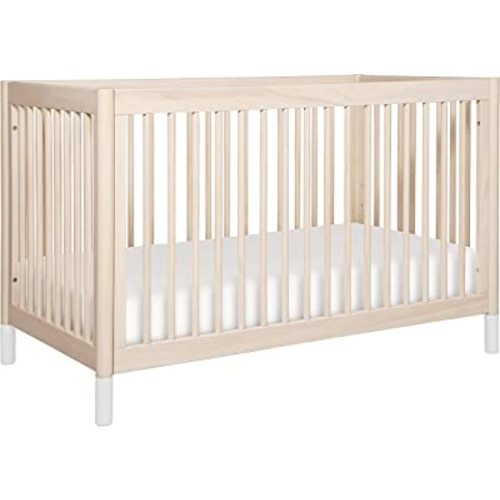 Babyletto Gelato 4-in-1 Convertible Baby Crib with Wooden Toddler Bed, Daybed & Full-Size Bed Conversion - GREENGUARD Gold Certified - 4 Adjustable Mattress Heights - Washed Natural & White